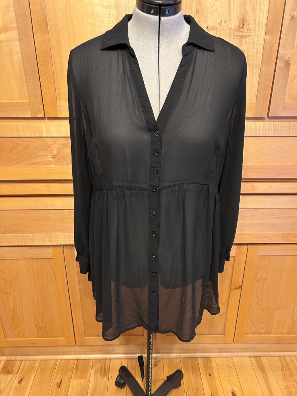 Black Torrid Sheer Tunic Blouse.